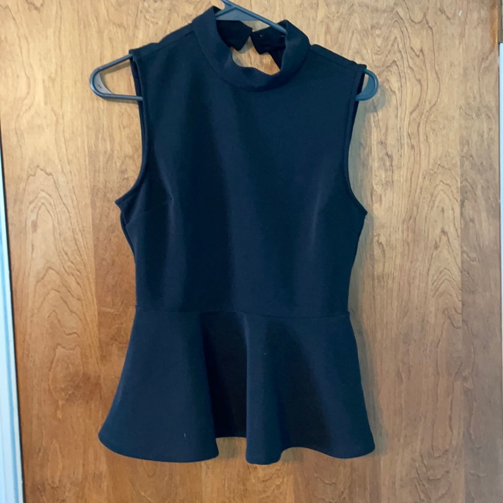 Black Fit and flare blouse open back high neck